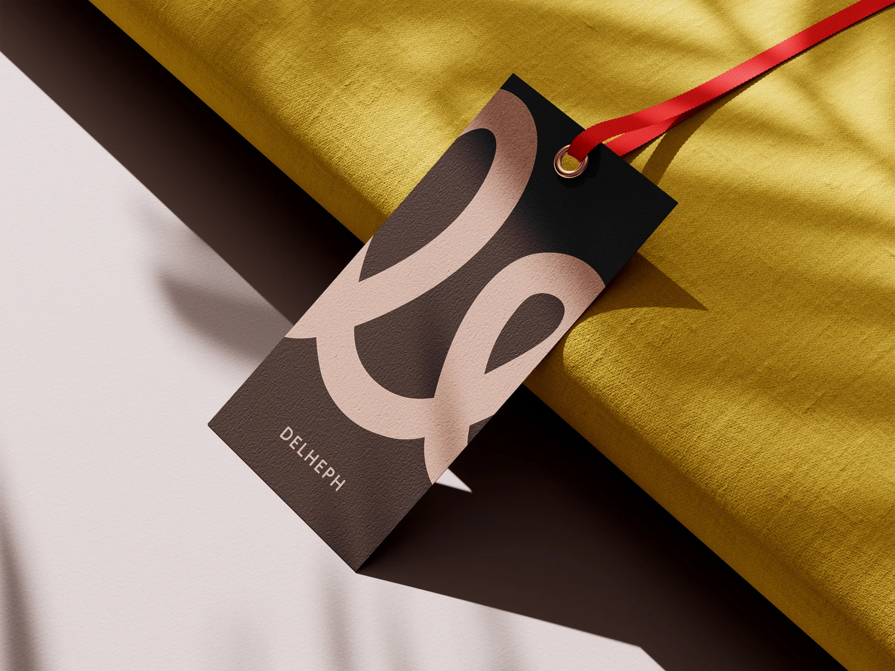 Del Heph garment label design on fabric