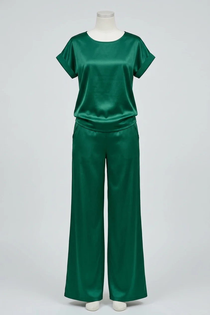 A Del Heph green coordinated garment on a mannequin